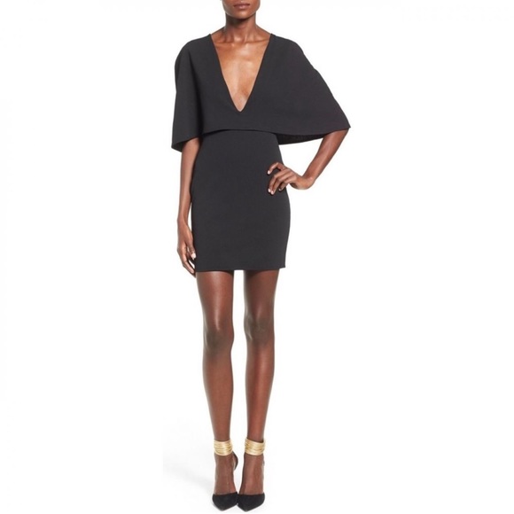 V Neck Crepe Cape Dress - Picture 5 of 7